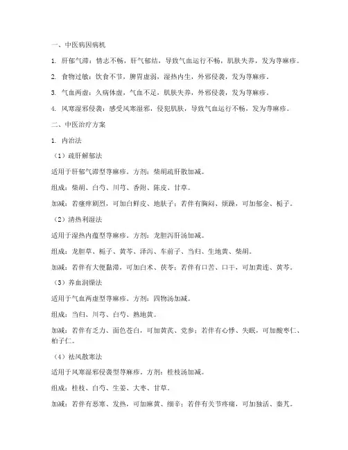 荨麻疹中医疗法治疗方案