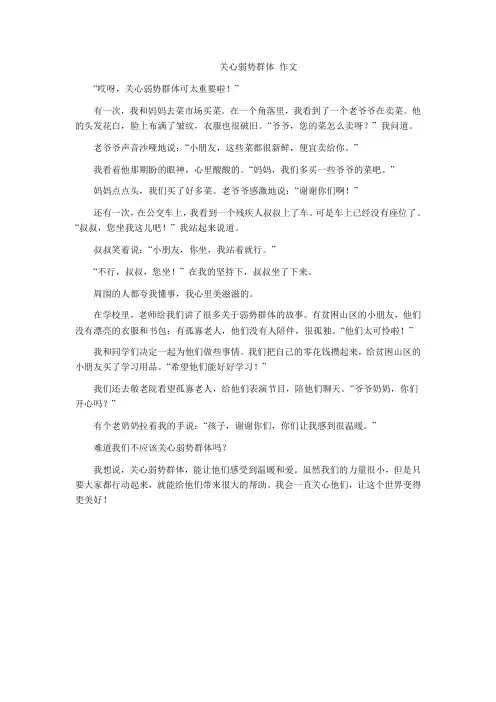 关心弱势群体 作文