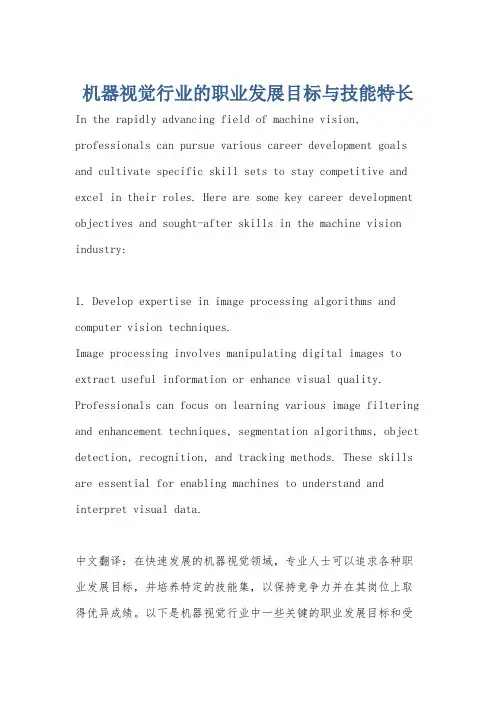 机器视觉行业的职业发展目标与技能特长
