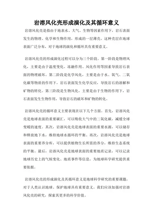 岩溶风化壳形成演化及其循环意义