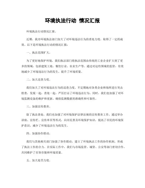 环境执法行动 情况汇报