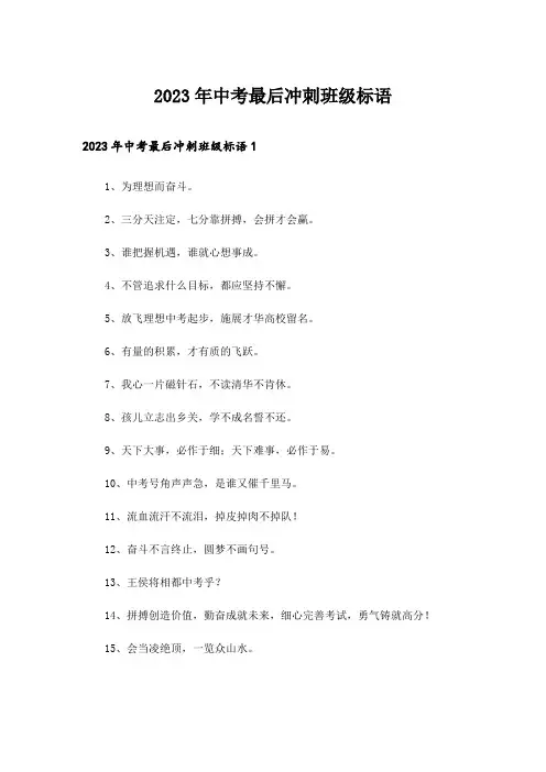 2023年中考最后冲刺班级标语_1