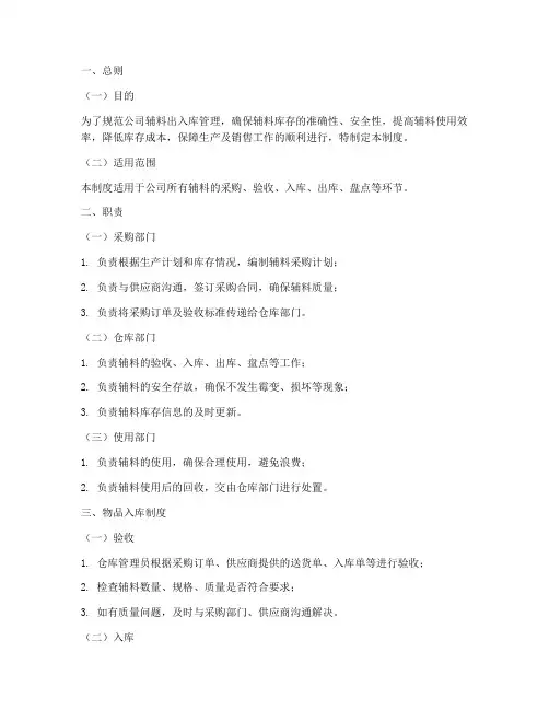 仓库辅料出入库管理制度