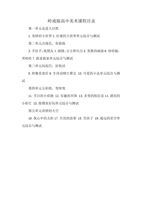 岭南版高中美术课程目录