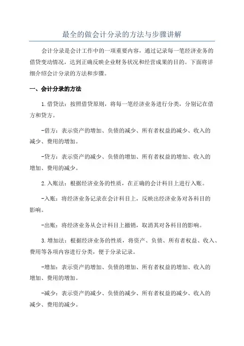最全的做会计分录的方法与步骤讲解