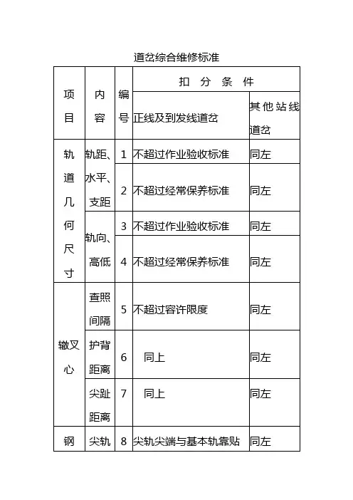 道岔综合维修标准