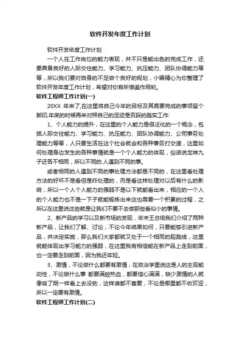软件开发年度工作计划