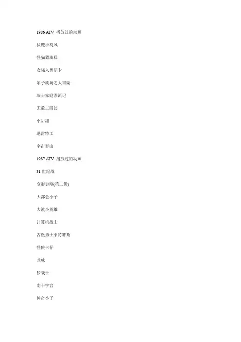 1996-2002翡翠台同本港台播过嘅动画.