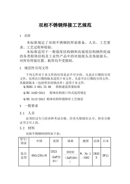 双相不锈钢焊接工艺