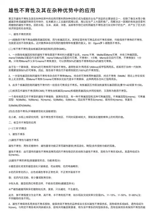 雄性不育性及其在杂种优势中的应用