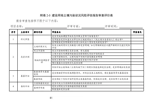 建设用地土壤污染状况风险评估报告审查评价表