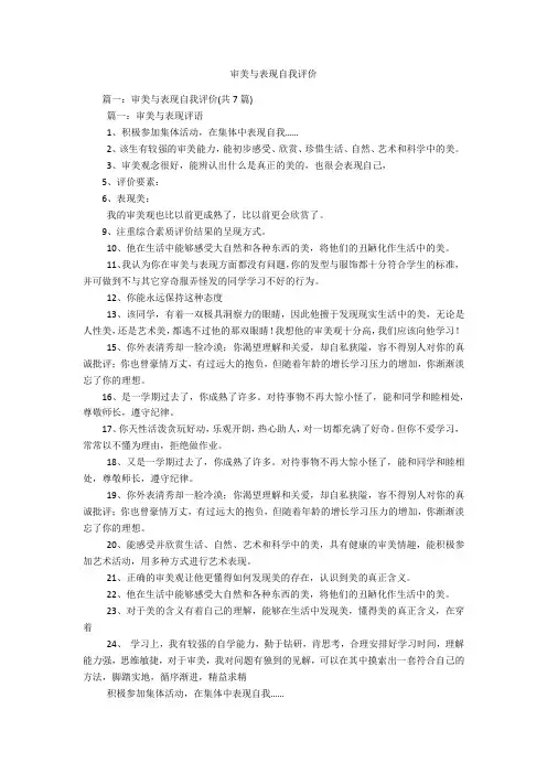审美与表现自我评价