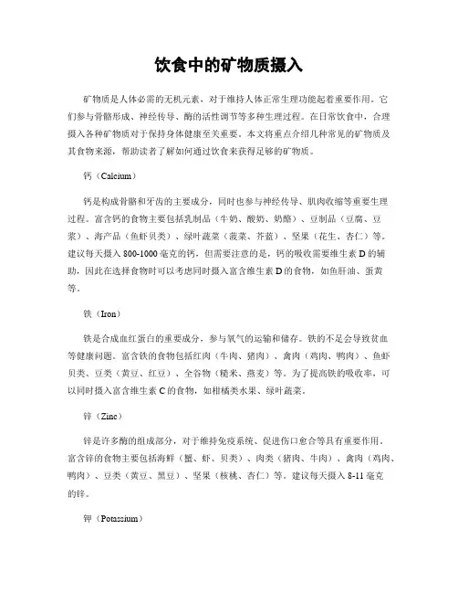 饮食中的矿物质摄入