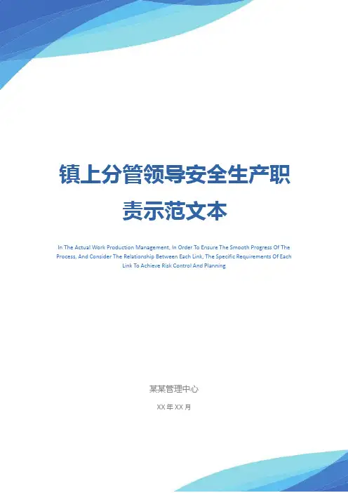 镇上分管领导安全生产职责示范文本