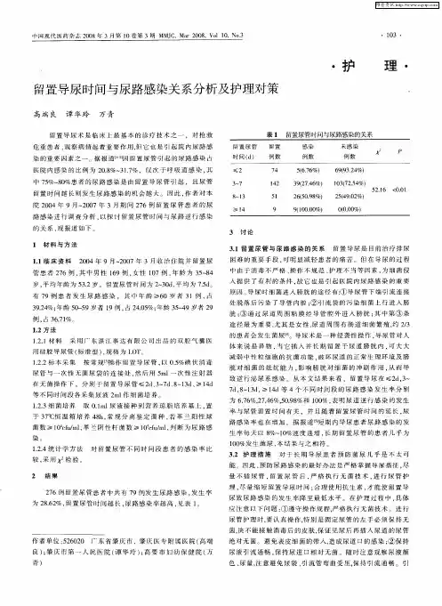 留置导尿时间与尿路感染关系分析及护理对策