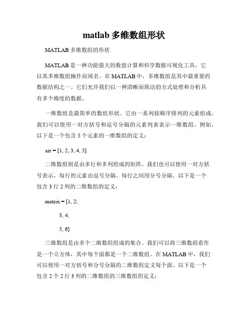 matlab多维数组形状