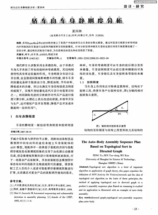 轿车白车身静刚度分析