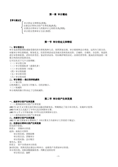 审计学常考知识汇总