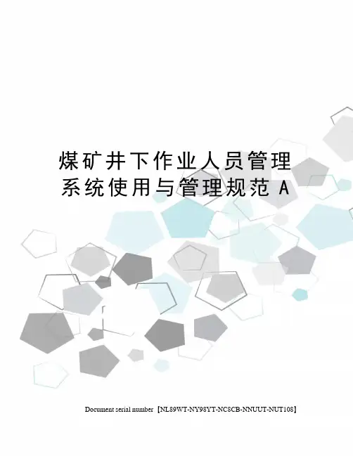 煤矿井下作业人员管理系统使用与管理规范A