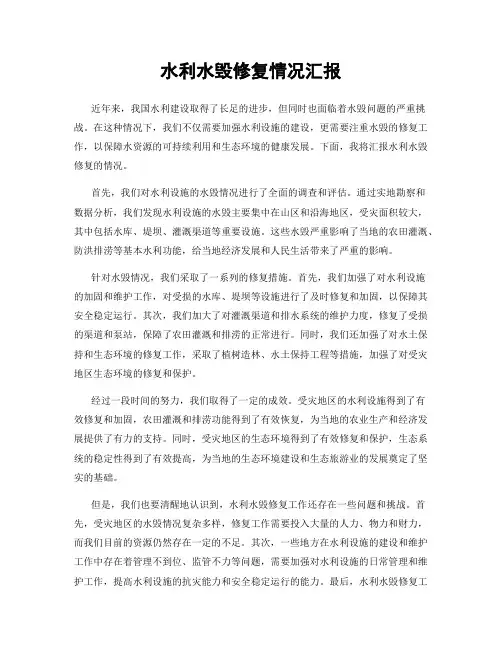 水利水毁修复情况汇报