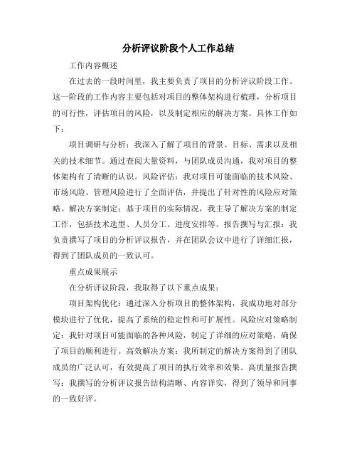 分析评议阶段个人工作总结