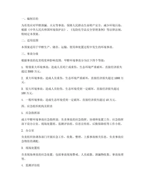 甲醇环境应急预案