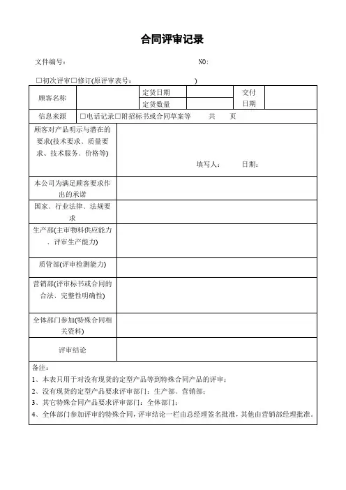 合同评审记录