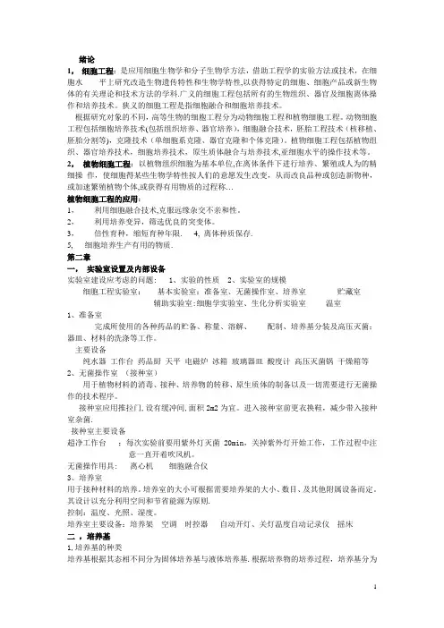 植物细胞工程总结