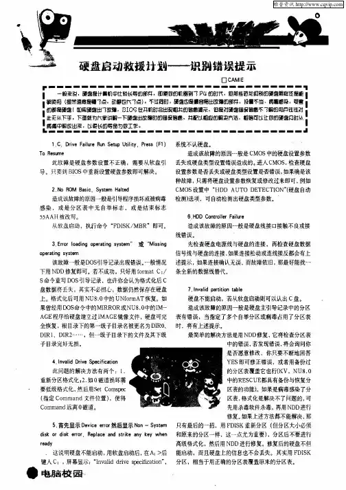 硬盘启动救援计划——识别错误提示