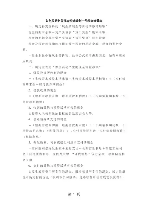 如何根据财务报表快速编制一份现金流量表 (2)共6页word资料