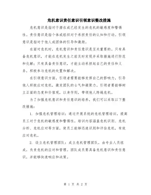 危机意识责任意识引领意识整改措施