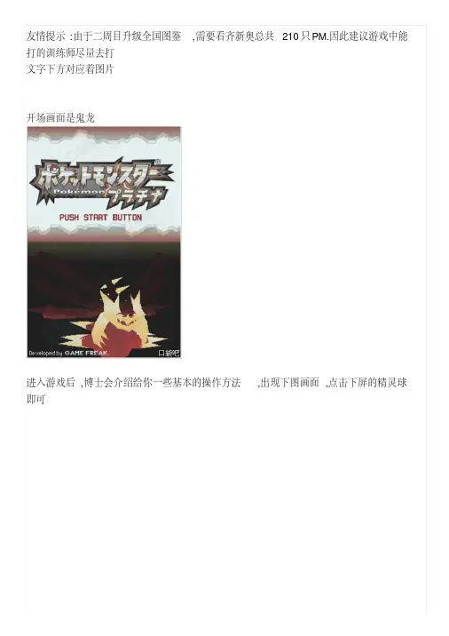口袋妖怪白金图文一周目攻略
