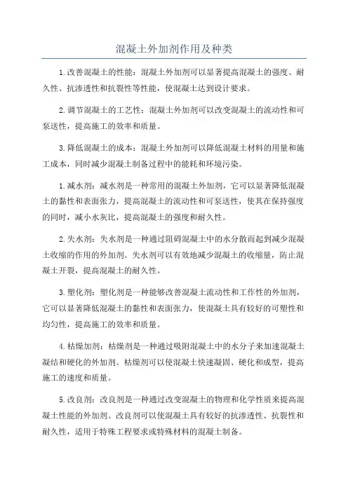 混凝土外加剂作用及种类