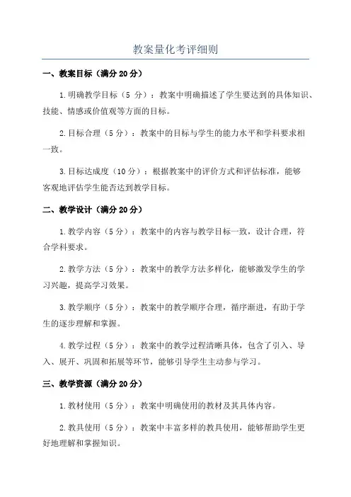 教案量化考评细则