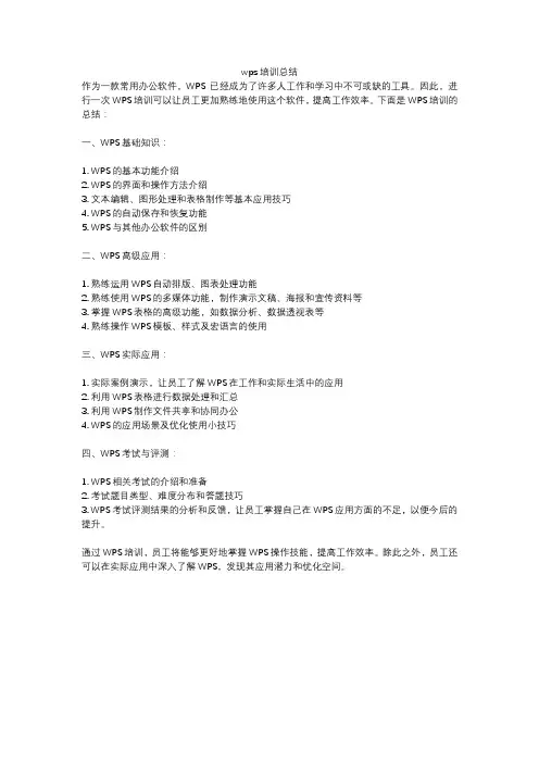 wps培训总结