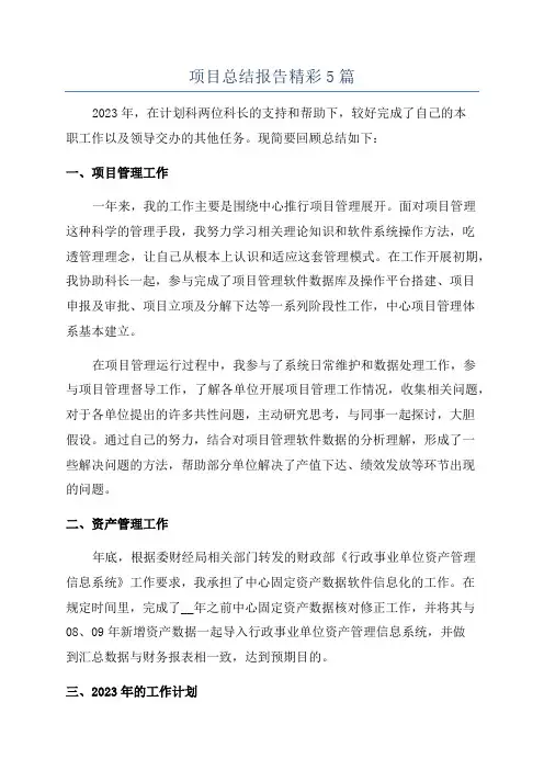 项目总结报告精彩5篇