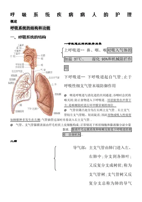 内科护理学笔记呼吸系统