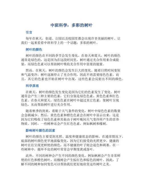 中班科学：多彩的树叶