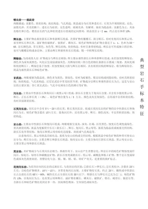 典型岩石手标本描述