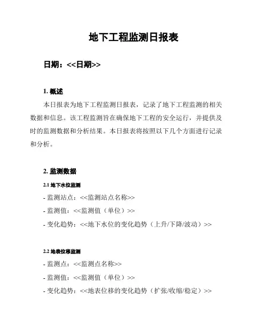 地下工程监测日报表