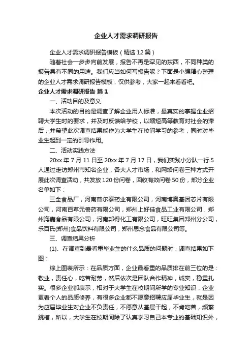 企业人才需求调研报告模板（精选12篇）