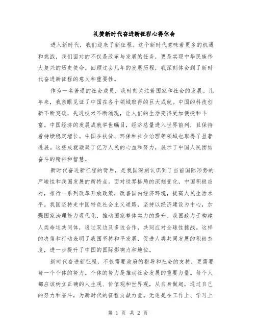 礼赞新时代奋进新征程心得体会