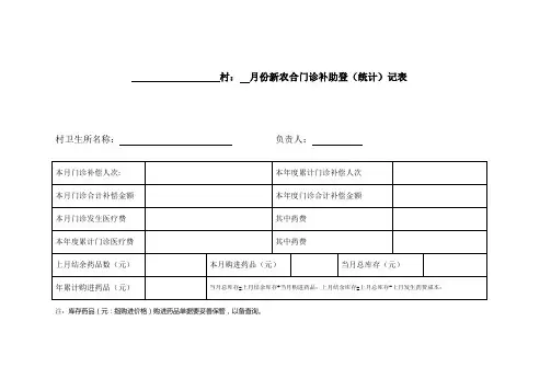 新农合村级月报表封面