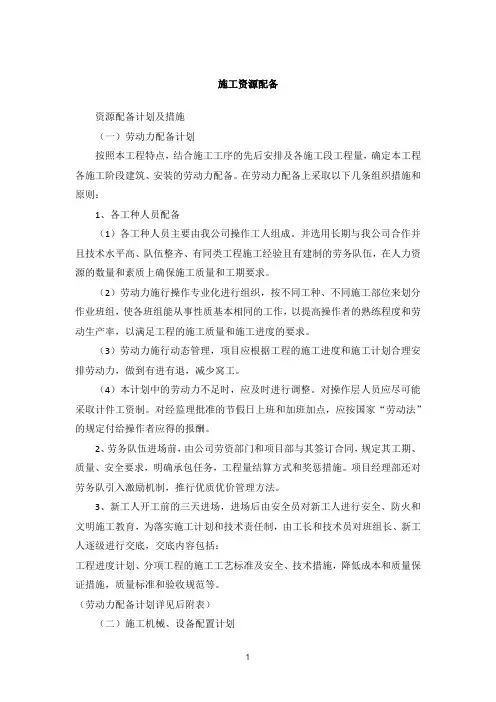 施工资源配备