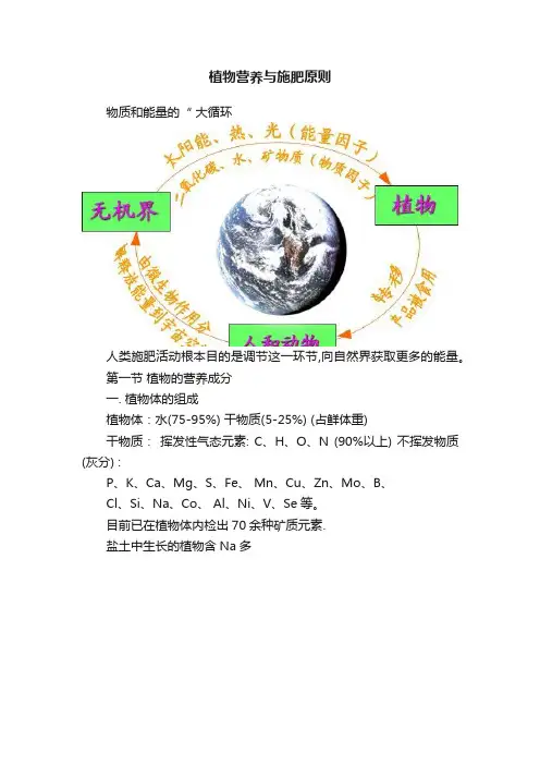 植物营养与施肥原则