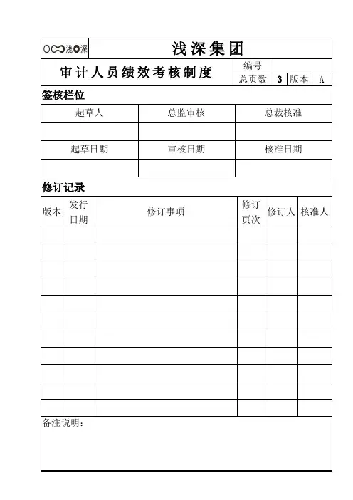 审计人员绩效考核制度(最精密的审计人员考核制度)