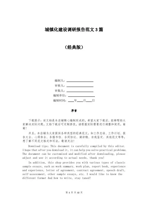城镇化建设调研报告范文3篇