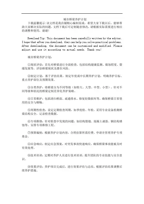 城市桥梁养护计划
