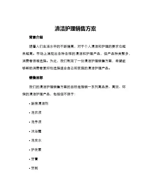 清洁护理销售方案