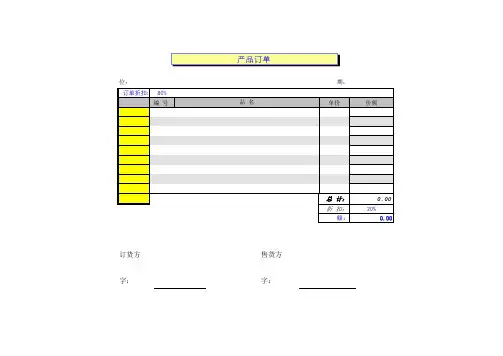 产品折扣订单excel模板